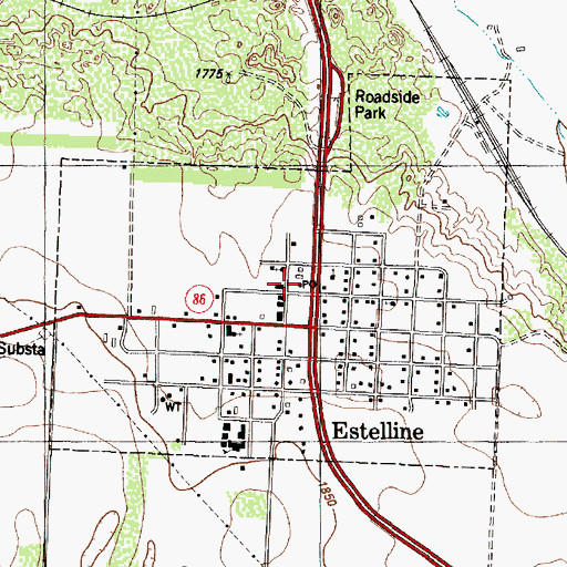 Topographic Map of Estelline Post Office, TX