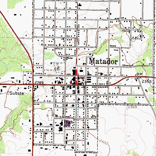 Topographic Map of Matador Post Office, TX