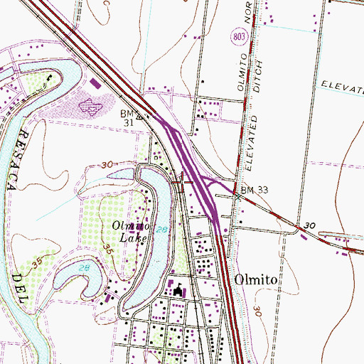 Topographic Map of Olmito Post Office, TX