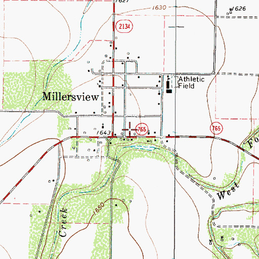 Topographic Map of Millersview Post Office, TX