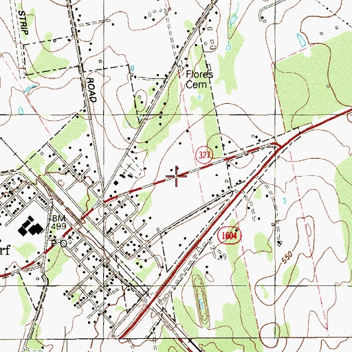 Topographic Map of Elmendorf Post Office, TX