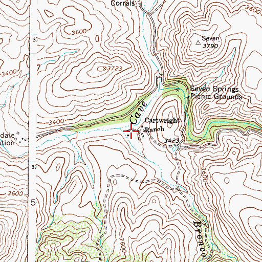 Topographic Map of Cartwright Ranch, AZ