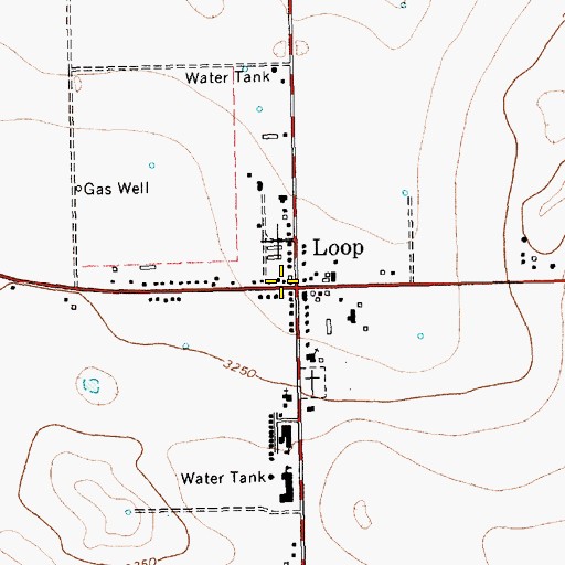 Topographic Map of Loop Post Office, TX