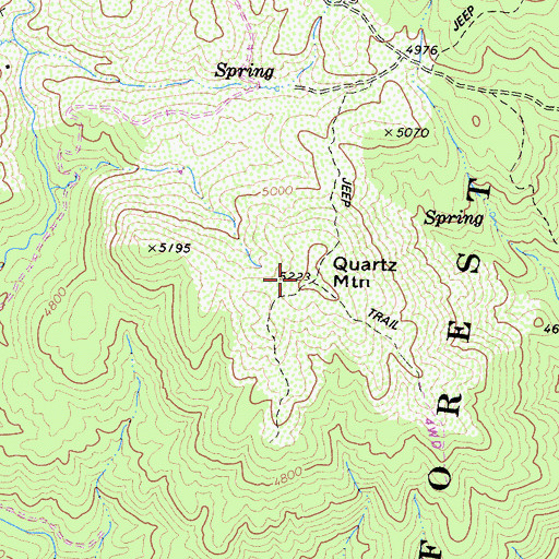 Topographic Map of Quartz Mountain, CA