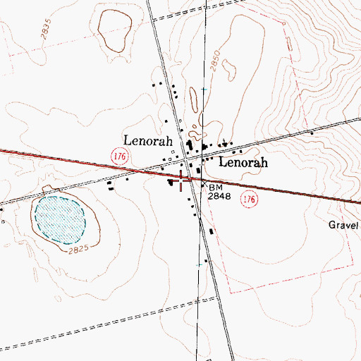 Topographic Map of Lenorah Post Office, TX