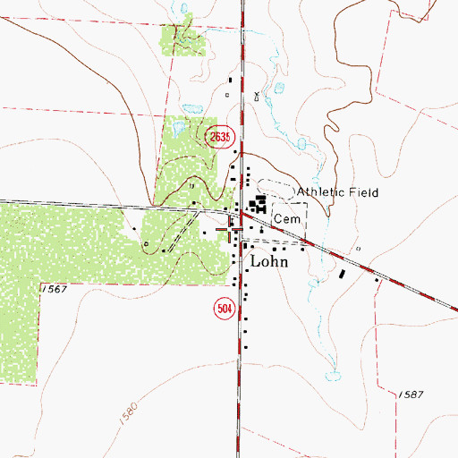 Topographic Map of Lohn Post Office, TX
