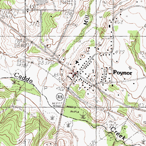 Topographic Map of Poynor Post Office, TX