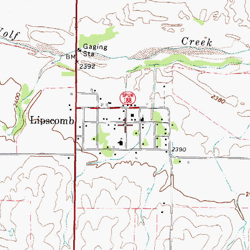 Topographic Map of Lipscomb Post Office, TX