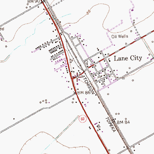 Topographic Map of Lane City Post Office, TX