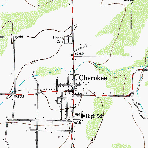 Topographic Map of Cherokee Post Office, TX