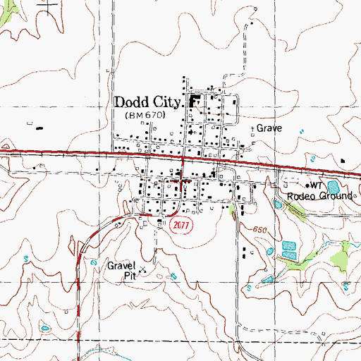Topographic Map of Dodd City Post Office, TX