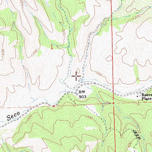 Topographic Map of Ranger Canyon, CA
