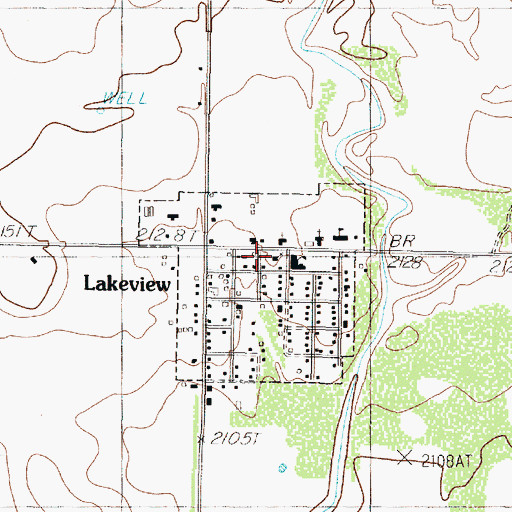 Topographic Map of Lakeview Post Office, TX
