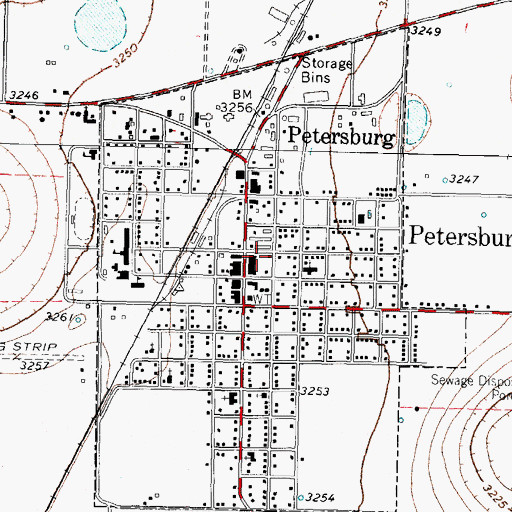 Topographic Map of Petersburg Post Office, TX