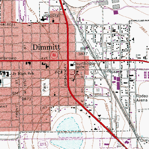 Topographic Map of Dimmitt Post Office, TX