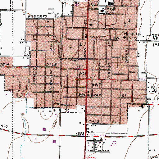 Topographic Map of Winters Post Office, TX