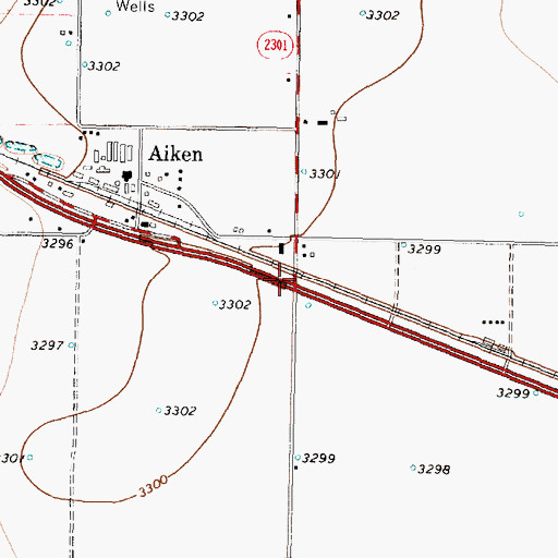 Topographic Map of Aiken Post Office, TX