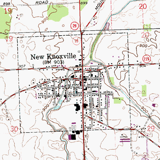 Topographic Map of New Knoxville Police Department, OH
