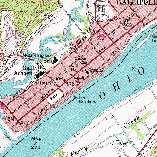 Topographic Map of Gallia County Sheriff's Office, OH