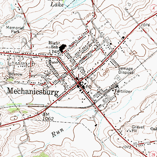Topographic Map of Mechanicsburg Police Department, OH