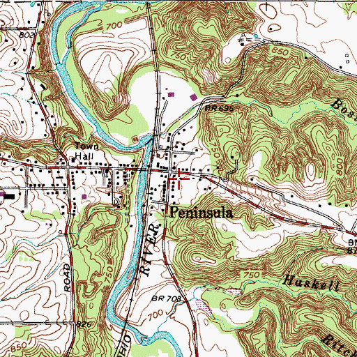 Topographic Map of Village of Peninsula Police Department, OH