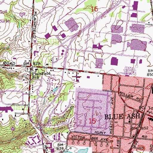 Topographic Map of Blue Ash Police Department, OH