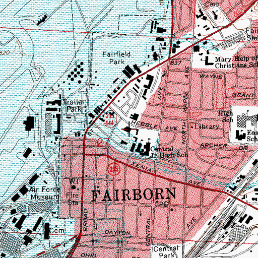 Topographic Map of Fairborn City Police Department, OH