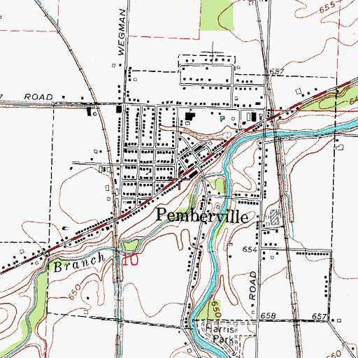 Topographic Map of Pemberville Police Department, OH