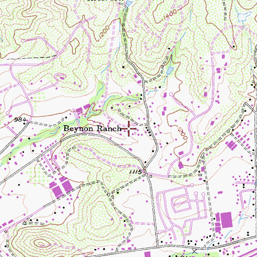 Topographic Map of Reynon Ranch, CA