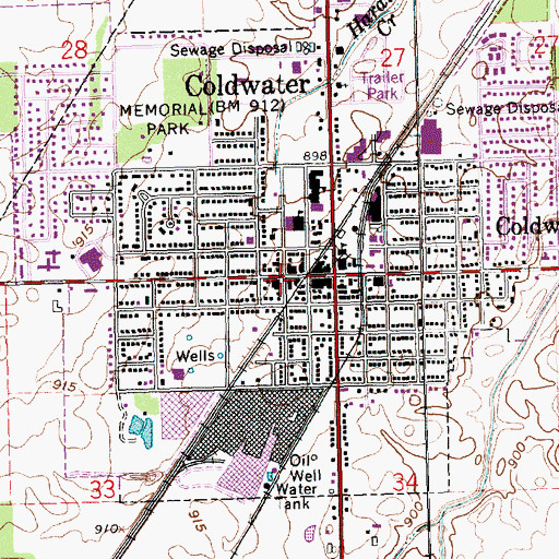 Topographic Map of Coldwater Police Department, OH