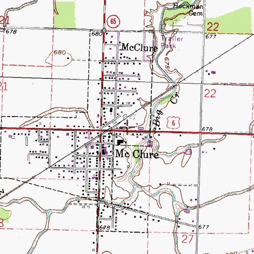 Topographic Map of McClure Police Department, OH