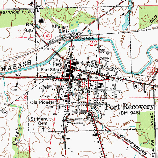 Topographic Map of Fort Recovery Police Department, OH