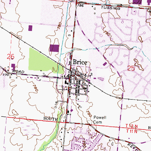 Topographic Map of Brice Police Department, OH