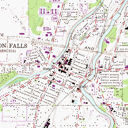 Topographic Map of Newton Falls Police Department, OH