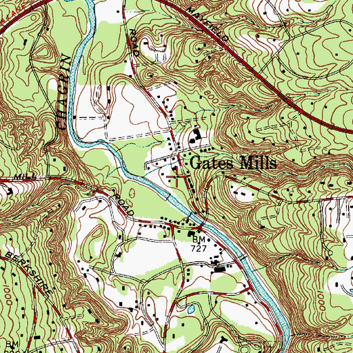 Topographic Map of Gates Mills Police Department, OH