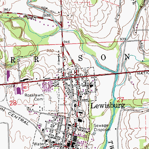 Topographic Map of Lewisburg Police Department, OH