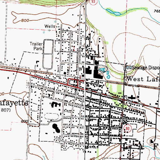 Topographic Map of West Lafayette Police Department, OH