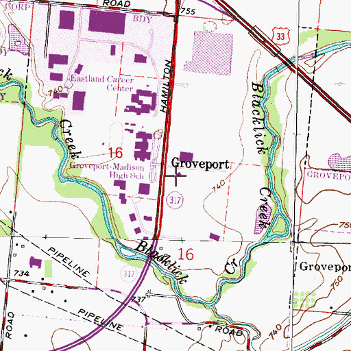 Topographic Map of Madison Township Police Department, OH