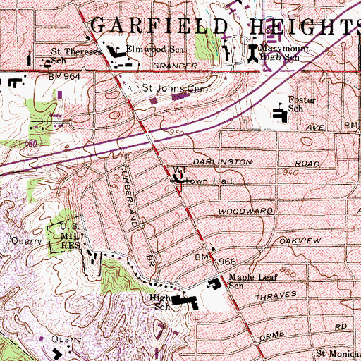 Topographic Map of Garfield Heights Police Department, OH