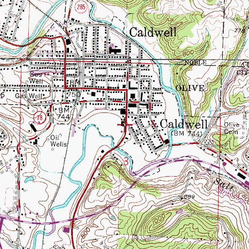 Topographic Map of Caldwell Police Department, OH