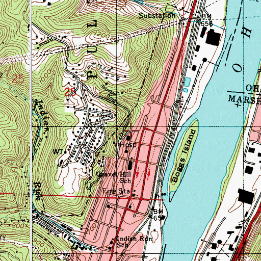 Topographic Map of Acuity Specialty Hospital - Ohio Valley at Belmont, OH