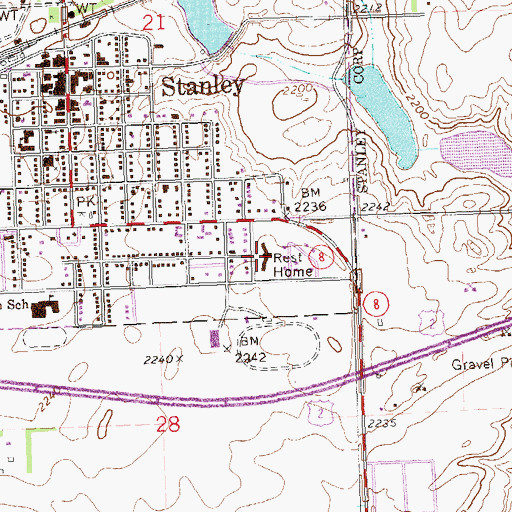 Topographic Map of Mountrail County Medical Center, ND