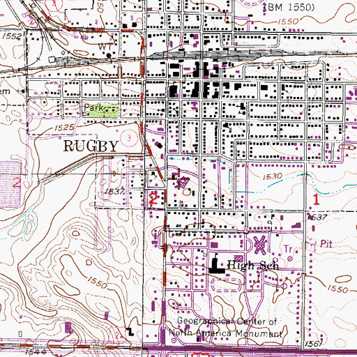 Topographic Map of Heart of America Medical Center, ND