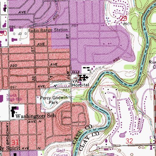 Topographic Map of Fargo Veterans Affairs Medical Center, ND