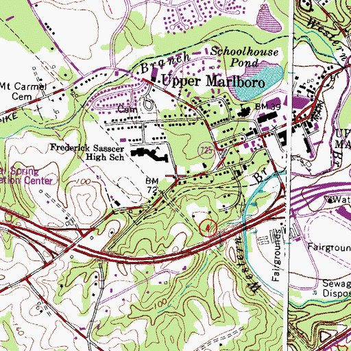 Topographic Map of Upper Marlboro Police Department, MD