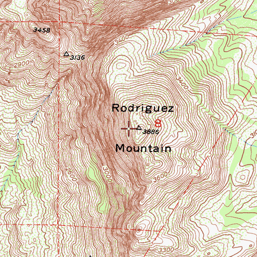 Topographic Map of Rodriguez Mountain, CA