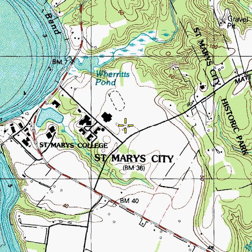 Topographic Map of Saint Mary's College of Maryland Office of Public Safety, MD