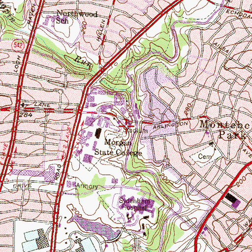 Topographic Map of Morgan State University Police and Public Safety, MD