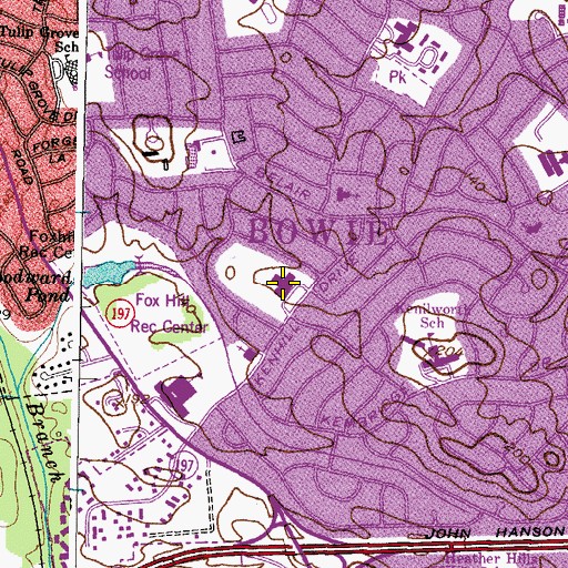 Topographic Map of Bowie Police Department, MD