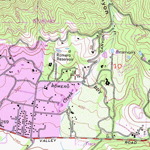 Topographic Map of Romero Canyon, CA